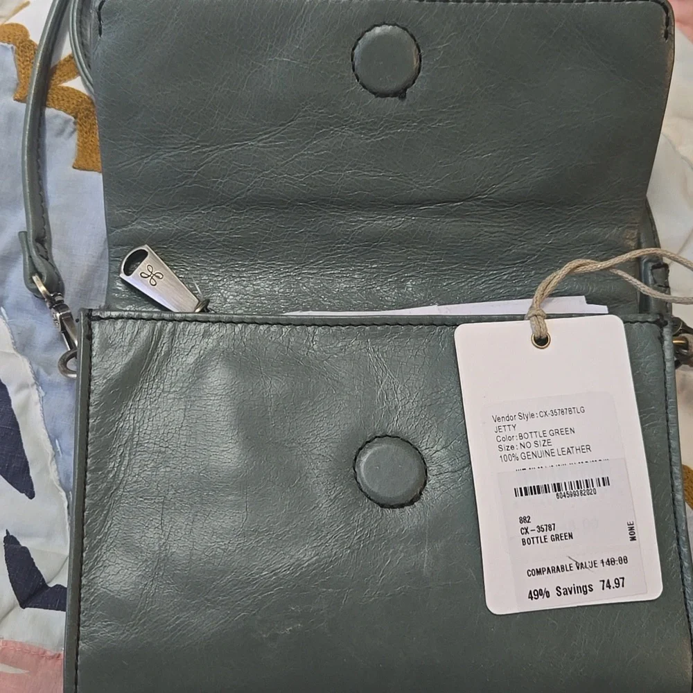 Hobo Jetty Crossbody Purse in Bottle Green - Picture 2 of 8